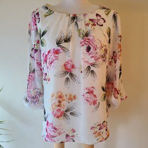 Cleo 3/4 Sleeve Floral Tunic Blouse
